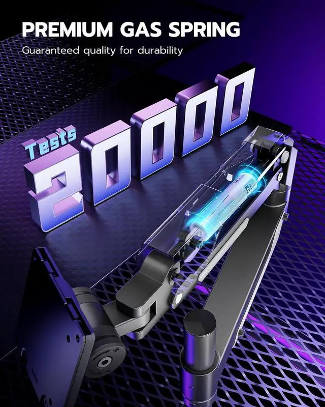 Alt view image 6 of 7 - Single Monitor Mount, Ultrawide Monitor Arm for 24 to 57 Inch Heavy Duty Curved Screen, Adjustable Gas Spring Monitors Arm Stand up to 66LBS with 75/100/200 Vesa Mount, Black