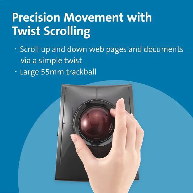 Alt view image 4 of 7 - Kensington SlimBlade Pro Wireless Trackball, Rechargeable Battery, Bluetooth 2.4GHz Connection Options (K72080WW)