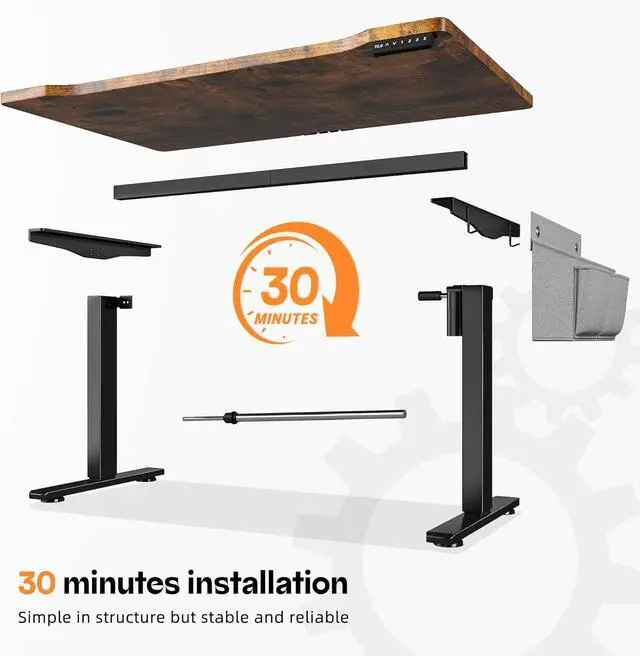 Alt view image 5 of 5 - Standing Desk, Inches Stand up Desk with Memory Preset, Adjustable Desks for Work Home Office, Electric Standing Desks, Detachable Side Mount Pocket, Light Strip - Rustic Brown