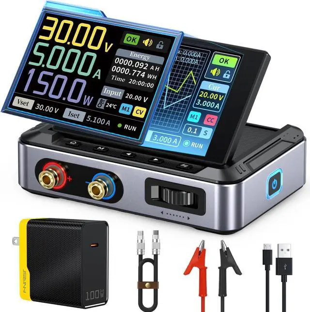 Main image of DC Power Supply Variable, 0-30V 0-5A Adjustable DC CNC Power Supply with 4-Digit IPS Display, <20mV Power Ripple, PD/QC/DC Input, PC Programmable Regulated Switching Power Supply