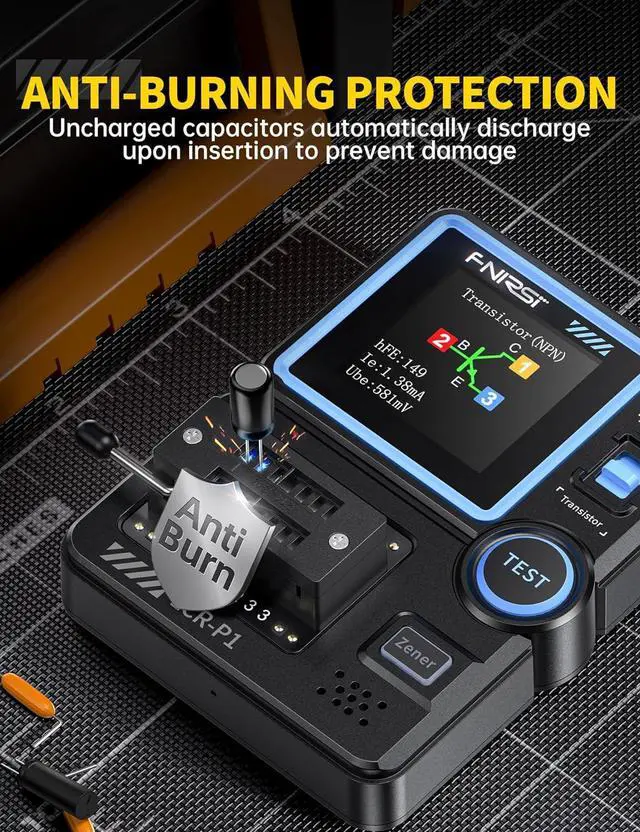 Alt view image 3 of 7 - Transistor Tester, Mosfet Transistor Capacitor Tester, SMD Electronic Component Tester, Diode Triode Zener Diode Resistance Inductance Battery Test LCR Meter MOS PNP NPN ESR Meter