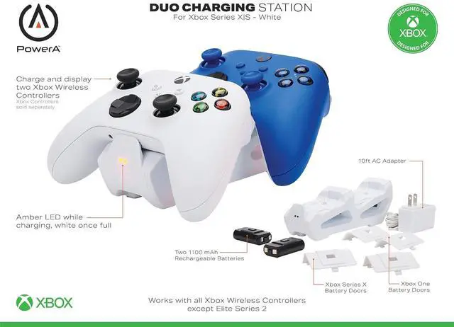 Alt view image 3 of 4 - PowerA Duo Charging Station for Xbox Series X|S - White, Wireless Controller charging, Charge, rechargeable battery, Xbox Series X|S, Xbox One