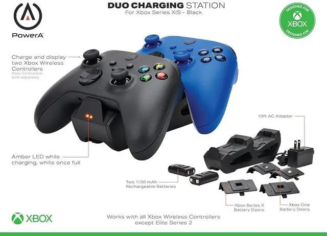 Alt view image 3 of 4 - PowerA Duo Charging Station for Xbox Series X|S - White, Wireless Controller charging, Charge, rechargeable battery, Xbox Series X|S, Xbox One - Black
