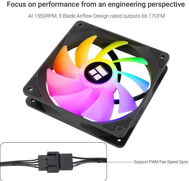 Alt view image 4 of 5 - Thermalright TL-C12C-S X5 CPU Fan 120mm ARGB Case Cooler Fan, 4pin PWM Silent Computer with S-FDB Bearing Included, up to 1550RPM Cooling Fan
