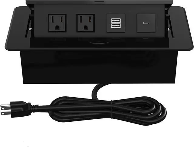 Main image of Pop Up Power Strip with PD 30W USB Ports, Recessed Power Grommet Outlet Hub Connectivity Box, Pop Up Outlets Socket for Table Conference Room Countertop, 2 AC Outlets, USB A and USB C Charging Ports