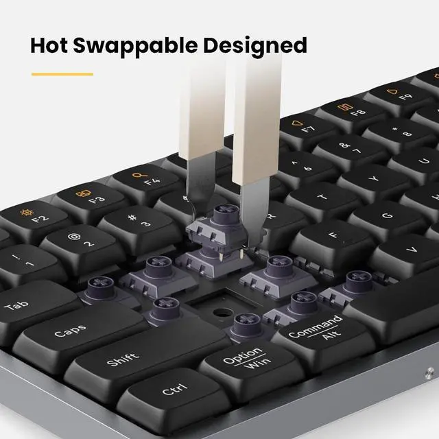Alt view image 6 of 7 - LOFREE Flow84 Low Profile Mechanical Keyboard, 75 Percent Rechargeable Wireless Keyboards with Bluetooth and Wired Connection for Windows, Mac OS/Black Phantom Tactile Switches