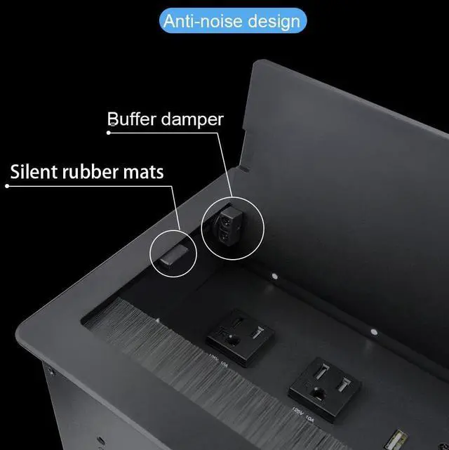 Alt view image 4 of 7 - Conference Table Power hub Conference Table connectivity Box recessed Outlet Desk Outlet recessed Power Strip USB-c 65W Outlet Plug with USB Ports countertop Outlet Socket (Black)