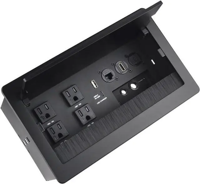 Main image of Conference Table Power hub Conference Table connectivity Box recessed Outlet Desk Outlet recessed Power Strip USB-c 65W Outlet Plug with USB Ports countertop Outlet Socket (Black)
