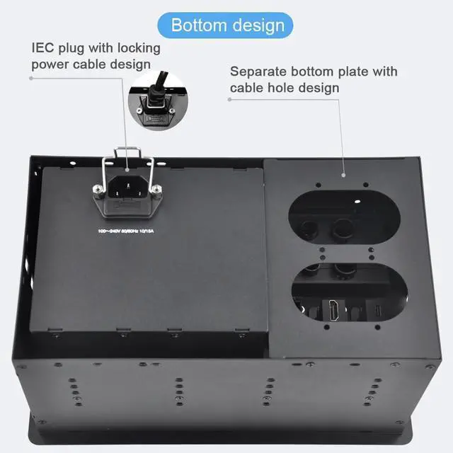 Alt view image 5 of 7 - Conference Table Power hub Conference Table connectivity Box recessed Outlet Desk Outlet recessed Power Strip USB-c 65W Outlet Plug with USB Ports countertop Outlet Socket (Black)