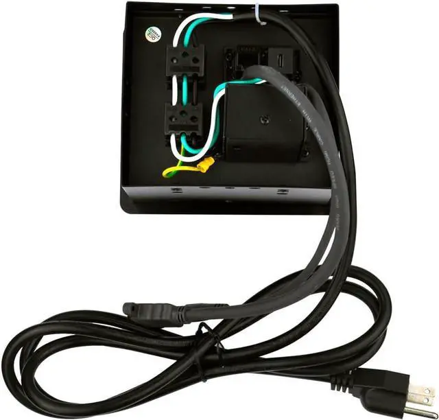 Alt view image 6 of 6 - Tabletop Brush Flip Connectivity Box with 2 AC Power + 2 USB Charger + HDMI + 1 3.5mm Audio + USB-C Data + RJ45(cat6) for Conference Room (Black)