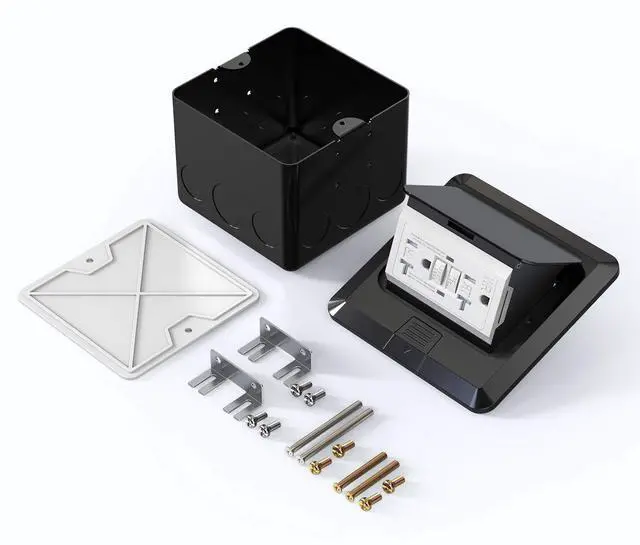 Alt view image 5 of 5 - Pop Up Floor Electrical Outlet with 20 Amp Stainless Steel GFCI Tamper Receptacle Outlet, Corrosive Resistant Hardware,ETL Listed,Black