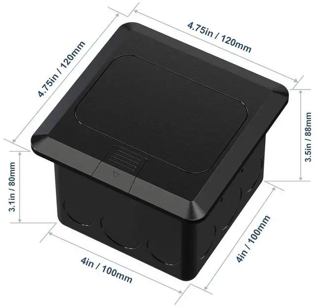 Alt view image 4 of 5 - Pop Up Floor Electrical Outlet with 20 Amp Stainless Steel GFCI Tamper Receptacle Outlet, Corrosive Resistant Hardware,ETL Listed,Black