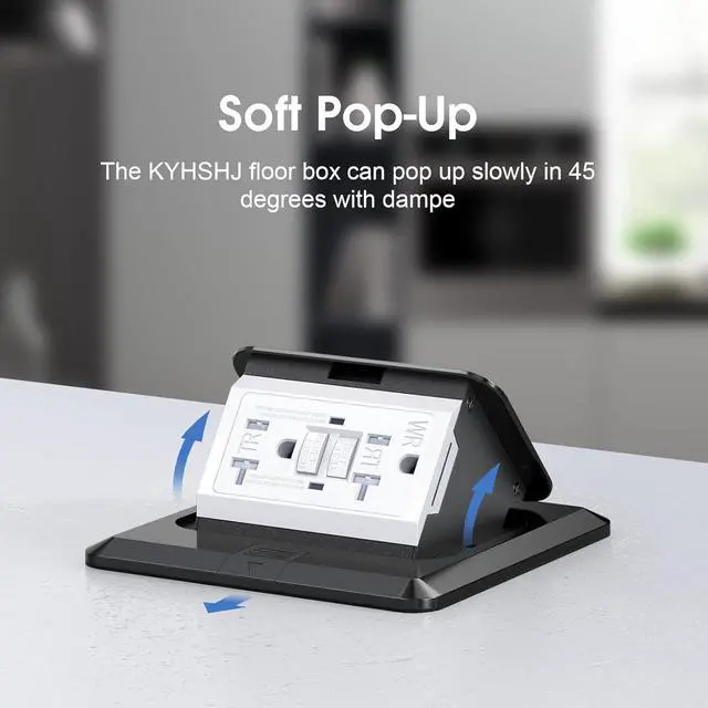 Alt view image 3 of 5 - Pop Up Floor Electrical Outlet with 20 Amp Stainless Steel GFCI Tamper Receptacle Outlet, Corrosive Resistant Hardware,ETL Listed,Black