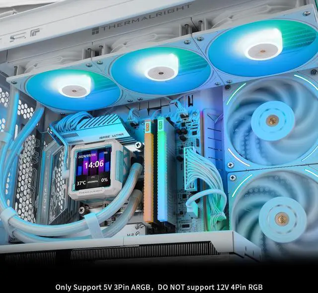 Alt view image 6 of 6 - Thermalright FW PRO 360 ARGB White-360mm AIO CPU Liquid Cooler,IPS LCD Screen with 320 * 320 Resolution,for AM4/AM5/Intel LGA1700/1851,2.73 inchMagnet-Absorbent LCD Screen for Images