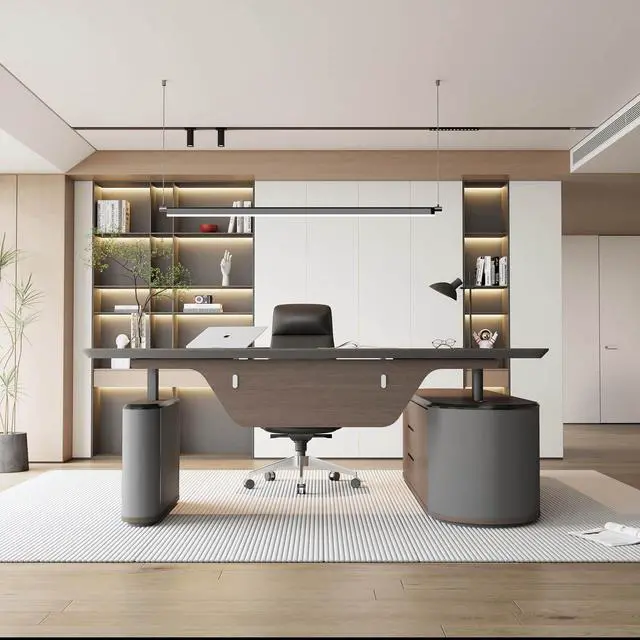 Alt view image 3 of 7 - 94.5 Inch Large Executive Office Desk with File Cabinet, Sit & Stand L Shaped Executive Desk, Adjustable Luxury Office Desks for Boss, Business Owners, Managers and Supervisors Return Left