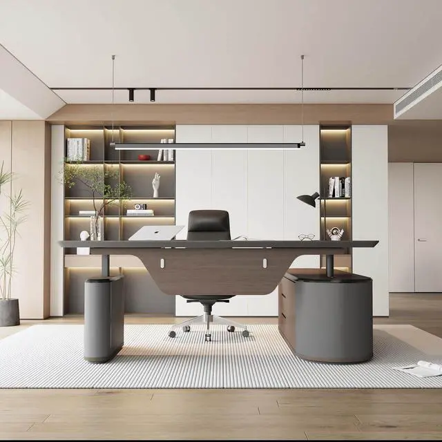 Alt view image 2 of 7 - Large Executive Office Desk with File Cabinet, 86.6 Inch Sit & Stand L Shaped Executive Desk, Adjustable Luxury Office Desks for Boss, Business Owners, Managers and Supervisors Return Left