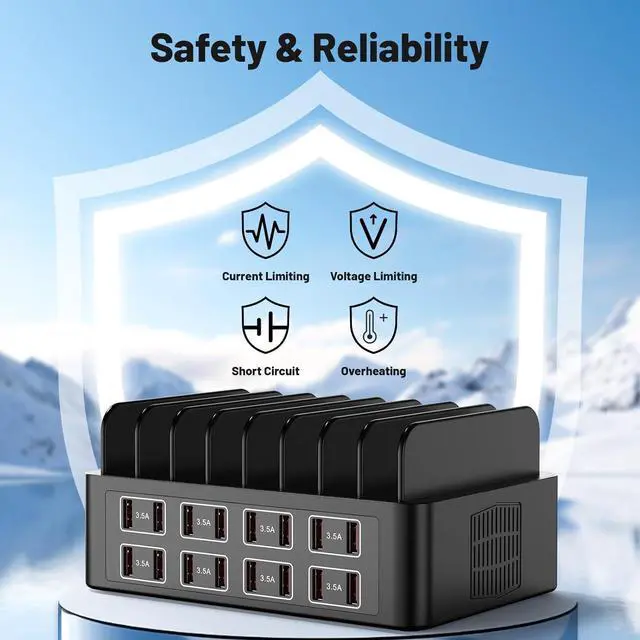 Alt view image 4 of 6 - Charging Station for Multiple Devices, 16 Port USB Fast Charging Station, 175W Ipad Charger Station, Multiple Charger Organizer Compatible with Smartphones, Tablets and Other Devices