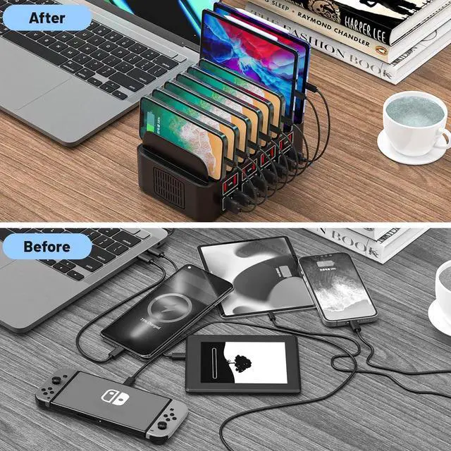 Alt view image 5 of 6 - Charging Station for Multiple Devices, 16 Port USB Fast Charging Station, 175W Ipad Charger Station, Multiple Charger Organizer Compatible with Smartphones, Tablets and Other Devices