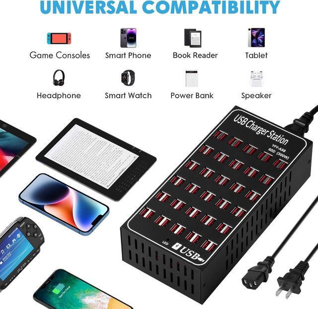 Alt view image 3 of 7 - USB Charging Station for Multiple Devices, 300W 60 Port Desktop Fast Charger Station with Intelligent Protection, Multi Ports USB Charger Block for Home School Hotel Office Shopping Malls