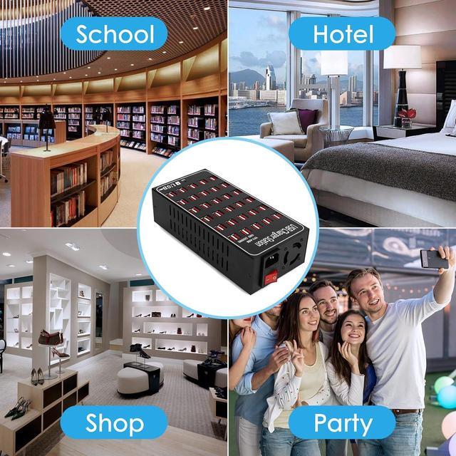 Alt view image 7 of 7 - USB Charging Station for Multiple Devices, 300W 60 Port Desktop Fast Charger Station with Intelligent Protection, Multi Ports USB Charger Block for Home School Hotel Office Shopping Malls