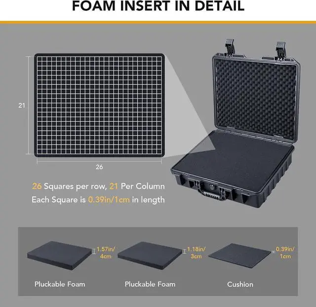 Alt view image 7 of 7 - Waterproof Hard Case with Customizable Foam, Interior Size 16x13.2x4.6 in, Suitable for laptop, electronics, and more items