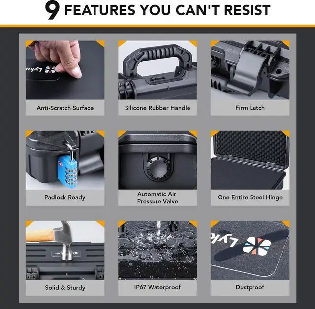 Alt view image 5 of 7 - Waterproof Hard Case with Customizable Foam, Interior Size 16x13.2x4.6 in, Suitable for laptop, electronics, and more items