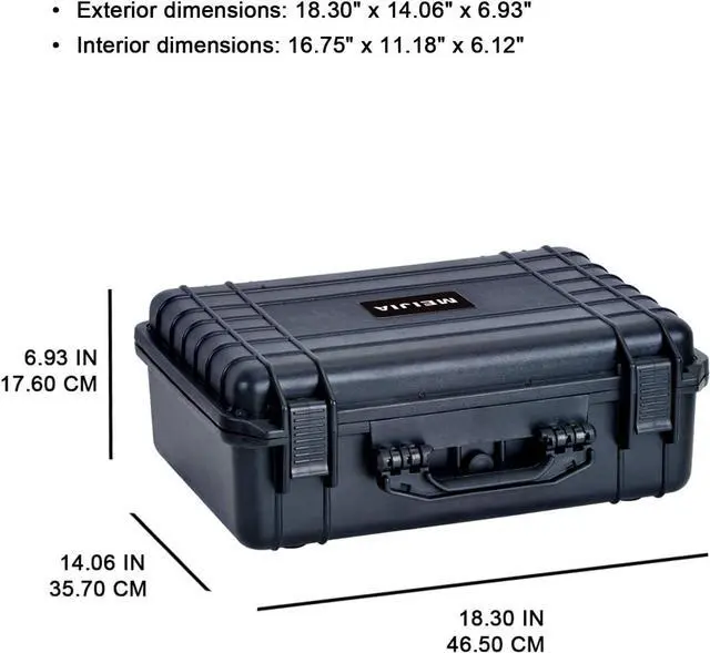 Alt view image 2 of 7 - All Weather Portable IP67 Waterproof Protective Case, Hard Camera Case with customizable foam, Perfectly Protection of Camera, Drones,Pistols,Lens,Equipments,Black,18.5 x14.06x6.93inches