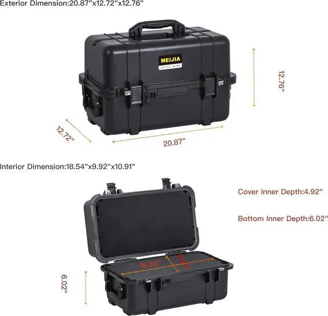 Alt view image 4 of 6 - All Weather Waterproof Hard Camera Case,Hard Case,With Customized Fit Foam Included, Elegant Black,Fit for Drones,camera,lens (20.87"x12.72"x12.76")