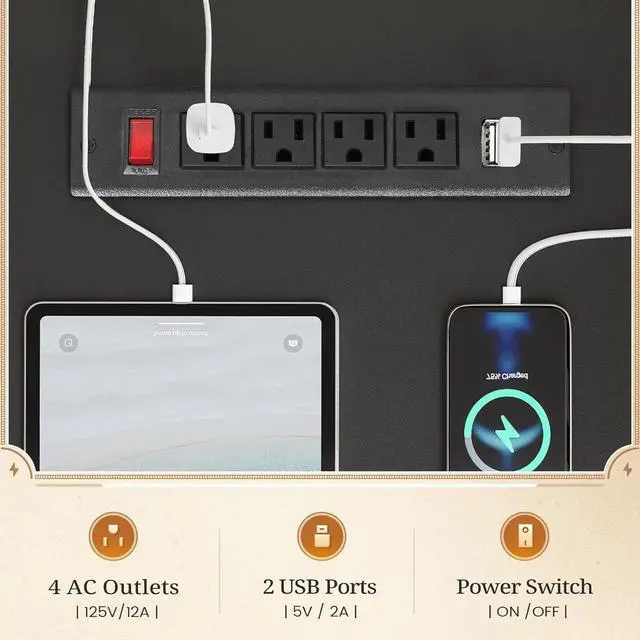 Alt view image 5 of 7 - Farmhouse L Shaped Desk with Hutch and 3 Drawers, 68.9" Executive Office Desk with File Drawer and Power Outlet, Corner Computer Desk with Storage Shelves for Home Office, White