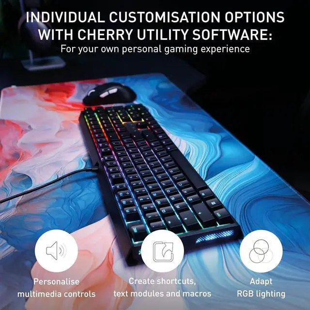 Alt view image 6 of 7 - CHERRY MX 3.1 Mechanical Wired Gaming Keyboard | New MX2A Switches (Black, MX2A Red)