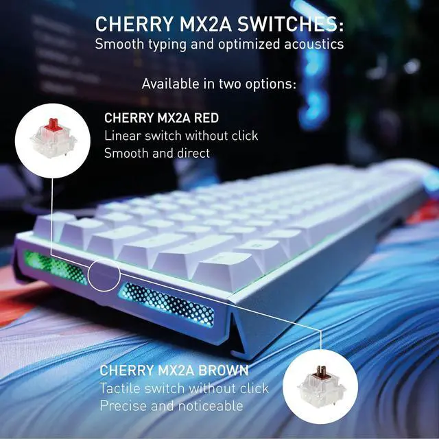 Alt view image 6 of 7 - CHERRY MX 3.1 Mechanical Wired Gaming Keyboard | New MX2A Switches (White, MX2A Red)
