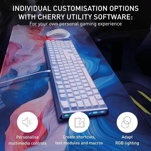 Alt view image 5 of 7 - CHERRY MX 3.1 Mechanical Wired Gaming Keyboard | New MX2A Switches (White, MX2A Red)