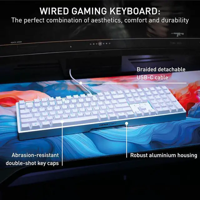 Alt view image 7 of 7 - CHERRY MX 3.1 Mechanical Wired Gaming Keyboard | New MX2A Switches (White, MX2A Red)
