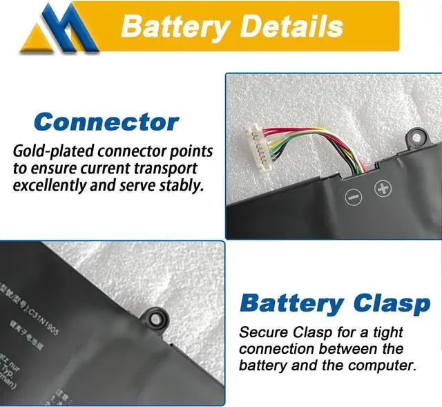 Alt view image 4 of 6 - 50Wh C31N1905 Laptop Battery Replacement for Asus Adolbook13 2020 Dolbook14 2020 VivoBook S13 S333 S333JA S14 S433F S433 M433 S433FL S433FA S15 M533IA S533FA Series 0B200-03580200 11.55V