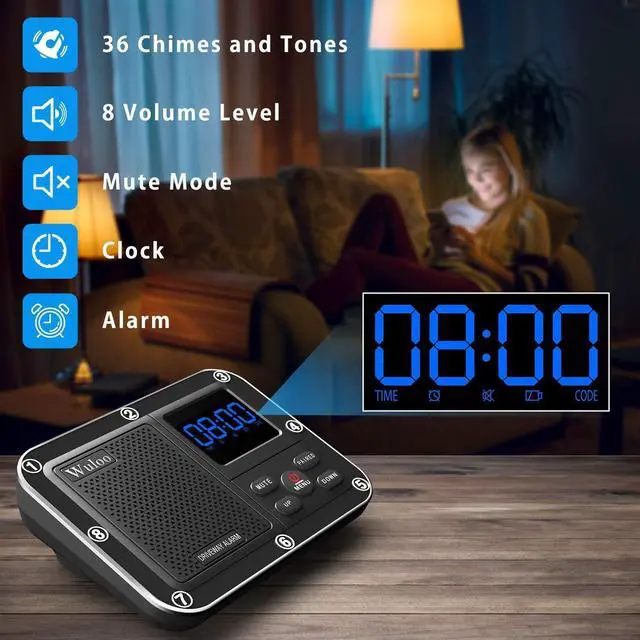 Alt view image 3 of 7 - 1800 Ft Wireless Outside Driveway Alarm Outdoor Motion Sensor & Detector Driveway Alert System, Rechargeable Battery/Weatherproof/Mute Mode/Clock and Alarm Functional (1&4-Camouflage)