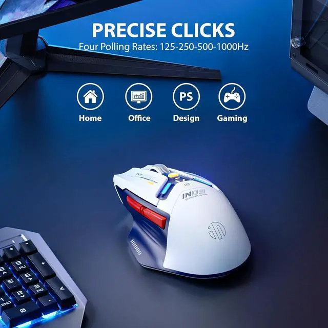 Alt view image 7 of 7 - INPHIC IN9 Wireless Gaming Mouse, True Tri-Mode Bluetooth/Type-C Wired/2.4G Wireless Connection, 10000 DPl, Fully Programmable, RGB Backlit, for Laptop PC Mac