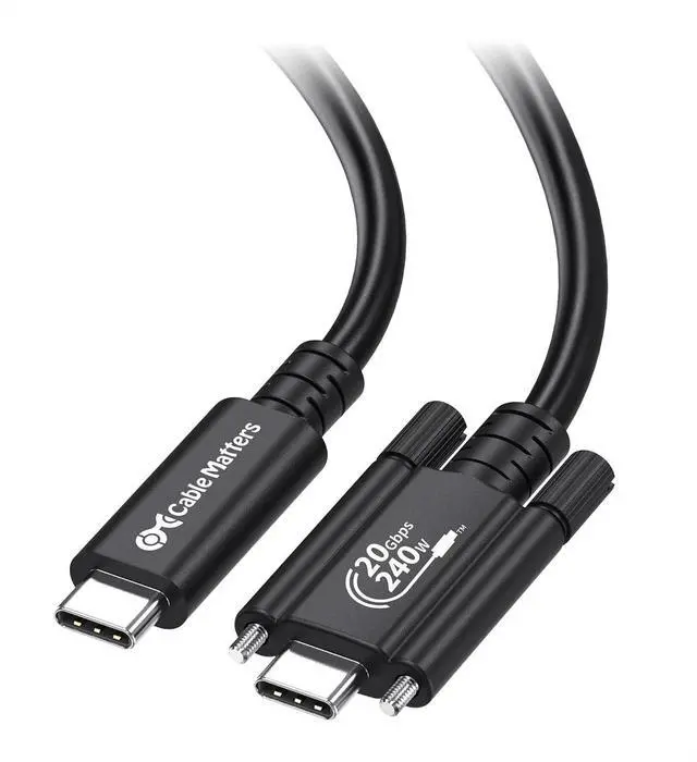 Main image of Cable Matters [USB-IF Certified] 20Gbps USB4 Cable with Side Screw Lock 6.6ft, Up to [8K@30Hz / 4K@120Hz Video, 240W Charging, 20Gbps Data Transfer] USB C Cable with Screw Lock/USB C Locking Cable