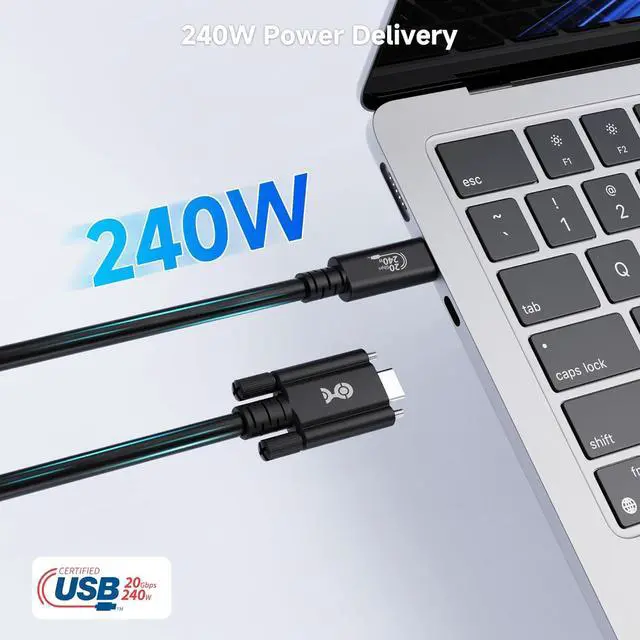 Alt view image 5 of 7 - Cable Matters [USB-IF Certified] 20Gbps USB4 Cable with Side Screw Lock 6.6ft, Up to [8K@30Hz / 4K@120Hz Video, 240W Charging, 20Gbps Data Transfer] USB C Cable with Screw Lock/USB C Locking Cable