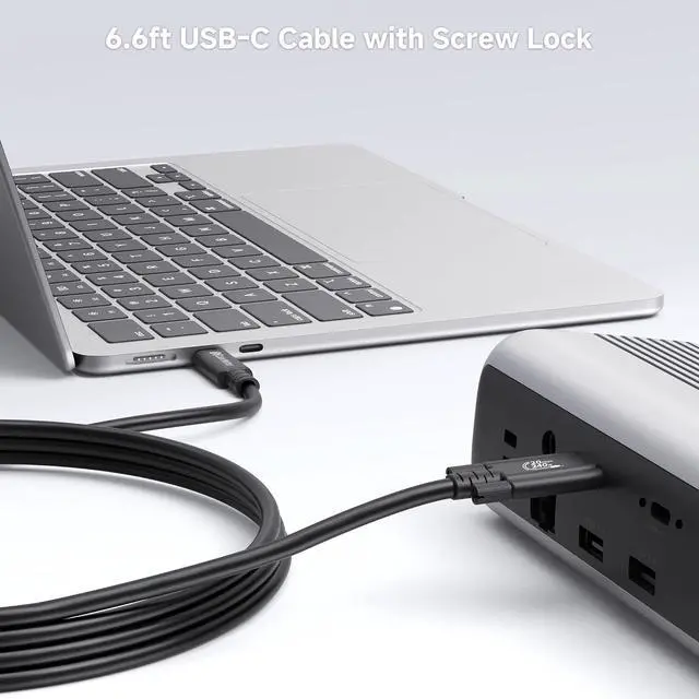 Alt view image 6 of 7 - Cable Matters [USB-IF Certified] 20Gbps USB4 Cable with Side Screw Lock 6.6ft, Up to [8K@30Hz / 4K@120Hz Video, 240W Charging, 20Gbps Data Transfer] USB C Cable with Screw Lock/USB C Locking Cable