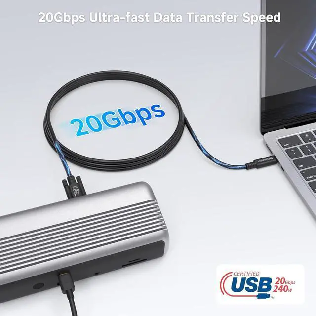 Alt view image 4 of 7 - Cable Matters [USB-IF Certified] 20Gbps USB4 Cable with Side Screw Lock 6.6ft, Up to [8K@30Hz / 4K@120Hz Video, 240W Charging, 20Gbps Data Transfer] USB C Cable with Screw Lock/USB C Locking Cable
