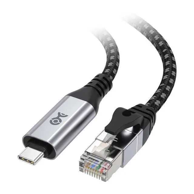 Main image of Cable Matters Plug & Play Braided USB C to Ethernet Cable - 10ft, Gigabit Ethernet to USB C Cable, Thunderbolt 4/5 Compatible, Ideal for MacBook, iPad Pro, XPS, Surface Pro