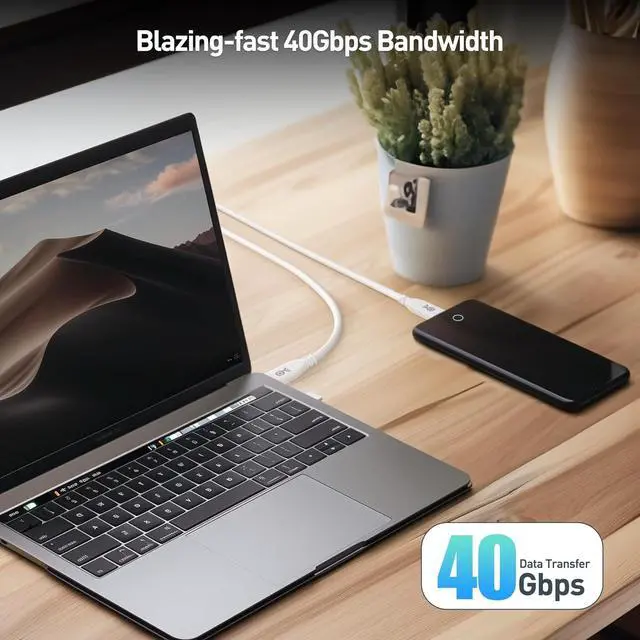 Alt view image 3 of 6 - Cable Matters 40Gbps USB 4 Cable - 6.6ft, Supports Up to [8K@60Hz / 4K@240Hz Video, 240W Charging, 40Gbps Data Transfer] USB4 Cable, Black, Compatible with Thunderbolt 4, MacBook, XPS, Surface Pro