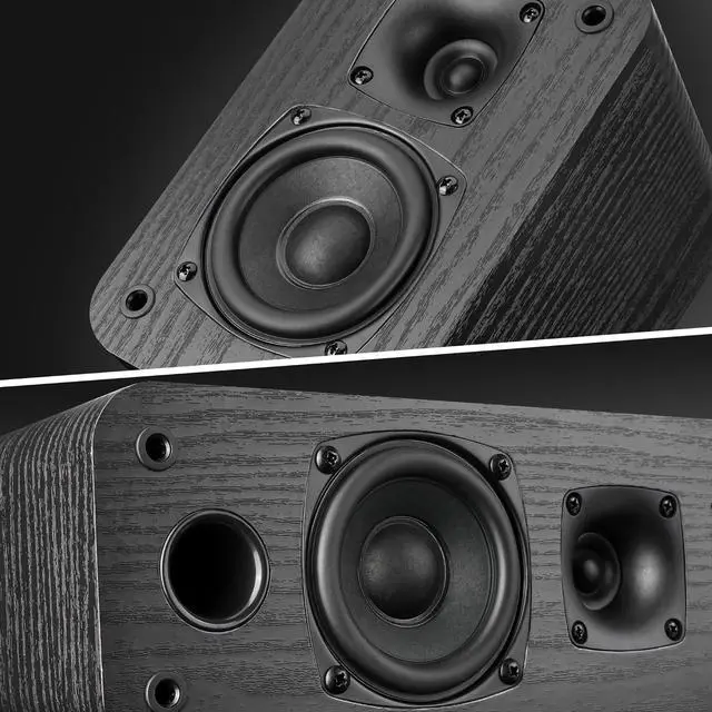 Alt view image 2 of 5 - 5.0 Home Theater System, 100w HiFi Surround Sound Speakers with Stereo Surround Sound and Classic Rretro Wood Grain for TV/PC, Passive, Amplifier or Receiver Required, Cable Not Included