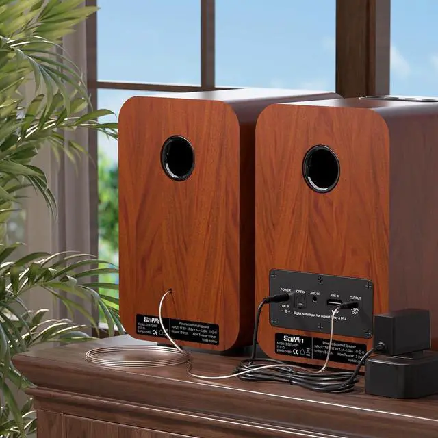 Alt view image 3 of 5 - Bluetooth Bookshelf Speakers for Record Player,Active Speakers with 3 Inch Woofer, Powered Speakers with Optical/AUX/TV-ARC Input for Turntable, PC and TV