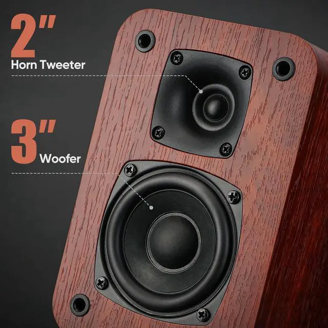 Alt view image 5 of 5 - Bluetooth Bookshelf Speakers for Record Player,Active Speakers with 3 Inch Woofer, Powered Speakers with Optical/AUX/TV-ARC Input for Turntable, PC and TV