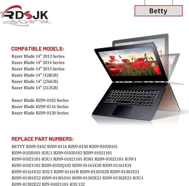 Alt view image 3 of 6 - RZ09-0102 Battery RZ09 Laptop Battery for Razer Blade 14" 2013 2014 2015 RZ09-0116 RZ09-0130 RZ09-01161E31 RZ09-01161E32-R3U1 RZ09-01020101 RZ09-01302E21 RZ09-01301E22 RZ09-01953E52-R3U1 11.1V 6400mAh
