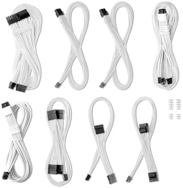 Main image of CableMod C-Series Pro ModMesh Sleeved 12V-2x6 12VHPWR Dual StealthSense Cable Kit for Corsair Type 4 RM Black Label/RMi/RMX (White)