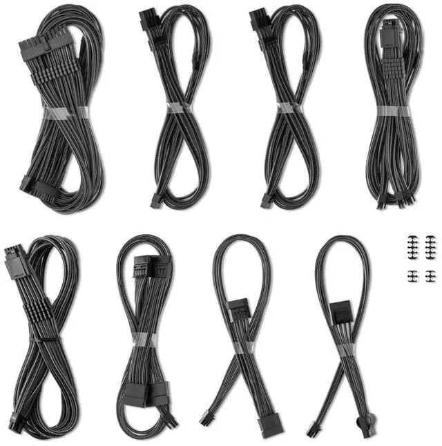 Main image of CableMod C-Series Pro ModMesh Sleeved 12V-2x6 12VHPWR Dual StealthSense Cable Kit for Corsair Type 4 RM Black Label/RMi/RMX (Carbon)