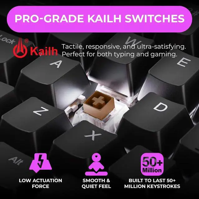 Alt view image 7 of 7 - Cloud Nine C989 Ergonomic Mechanical Keyboard for PC - Kailh Linear Red Switches - RGB Light Up LED Backlit with USB - Ergo Split Key Board with Macro