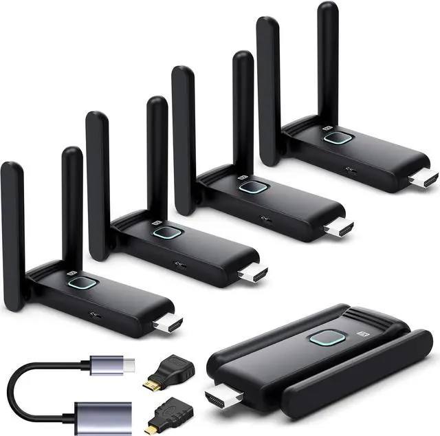 Main image of Wireless HDMI 4 Receivers and Transmitter,Up to 6 RXs,No Hot,Extender Plug and Play,165FT/50M,2.4/5G Wirelessly Simultaneous Expansion for Multiple Screens from Laptop and Camera to TVs,Projectors